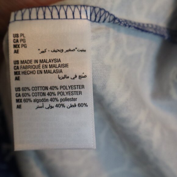 Women's Size PL Royal Blue/White Long Sleeve Cotton Top Scoop Neck NEW - Picture 6 of 8